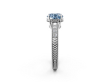 White gold Fancy Blue Round  Cut Milgrain Channel Set Engagement Ring with Solitaire Prong Setting_50