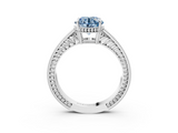 White gold Fancy Blue Round  Cut Milgrain Channel Set Engagement Ring with Solitaire Prong Setting_51