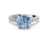 White gold Fancy Blue Round  Cut Pavé Band Solitaire Ring with Four-Prong Setting_38
