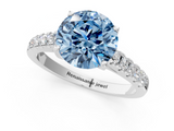 White gold Fancy Blue Round  Cut Pavé Band Solitaire Ring with Four-Prong Setting_39