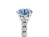 White gold Fancy Blue Round  Cut Pavé Band Solitaire Ring with Four-Prong Setting_43