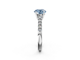 White gold Fancy Blue Round  Cut Pavé Band Solitaire Ring with Four-Prong Setting_60