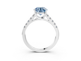 White gold Fancy Blue Round  Cut Pavé Band Solitaire Ring with Four-Prong Setting_61