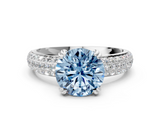 White gold Fancy Blue Round  Cut Pave Diamond Engagement Ring with Channel Set Band and Four-Prong Setting_20