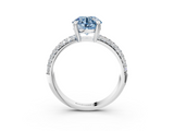 White gold Fancy Blue Round  Cut Pave Diamond Engagement Ring with Channel Set Band and Four-Prong Setting_23
