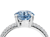 White gold Fancy Blue Round  Cut Pave Diamond Engagement Ring with Channel Set Band and Four-Prong Setting_23