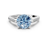 White gold Fancy Blue Round Cut Solitaire Cathedral Diamond Engagement Ring with Channel-Set Band and Four-Prong Setting_15