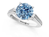 White gold Fancy Blue Round Cut Solitaire Cathedral Diamond Engagement Ring with Channel-Set Band and Four-Prong Setting_16