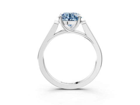 White gold Fancy Blue Round Cut Solitaire Cathedral Diamond Engagement Ring with Channel-Set Band and Four-Prong Setting_6