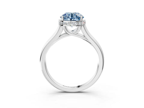 White gold Fancy Blue Round Cut Solitaire Diamond Engagement Ring with Four-Prong Setting and Tapered Band_15