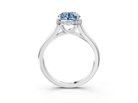 White gold Fancy Blue Round Cut Solitaire Diamond Engagement Ring with Four-Prong Setting and Tapered Band_3