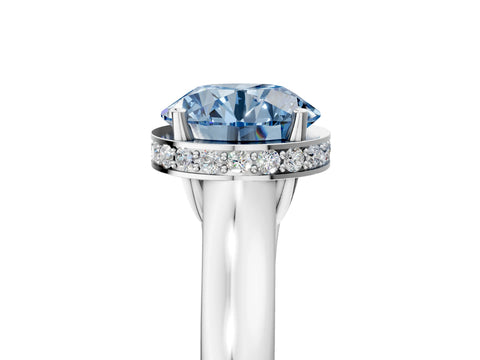 White gold Fancy Blue Round Cut Solitaire Diamond Engagement Ring with Four-Prong Setting and Tapered Band_5