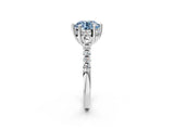 White gold Fancy Blue Round Cut Solitaire Diamond Engagement Ring with Pavé Band and Six-Prong Setting_14