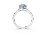 White gold Fancy Blue Round Cut Solitaire Diamond Engagement Ring with Pavé Band and Six-Prong Setting_15