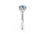 White gold Fancy Blue Round Cut Solitaire Diamond Engagement Ring with Pavé Band and Six-Prong Setting_26