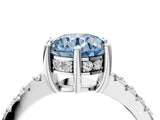 White gold Fancy Blue Round Cut Solitaire Diamond Engagement Ring with Pavé Band and Six-Prong Setting_28
