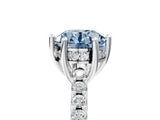 White gold Fancy Blue Round Cut Solitaire Diamond Engagement Ring with Pavé Band and Six-Prong Setting_29