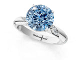 White gold Fancy Blue Round Cut Solitaire Diamond Engagement Ring with Twisted Pave Band and Four-Prong Setting_20