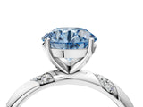 White gold Fancy Blue Round Cut Solitaire Diamond Engagement Ring with Twisted Pave Band and Four-Prong Setting_23