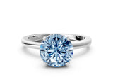 White gold Fancy Blue Round Cut Solitaire Diamond Ring with Prong Setting and Plain Band_12