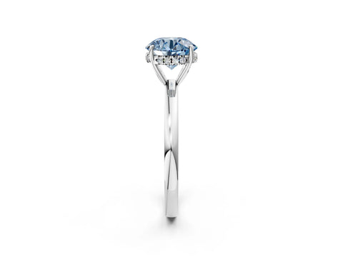 White gold Fancy Blue Round Cut Solitaire Diamond Ring with Prong Setting and Plain Band_14