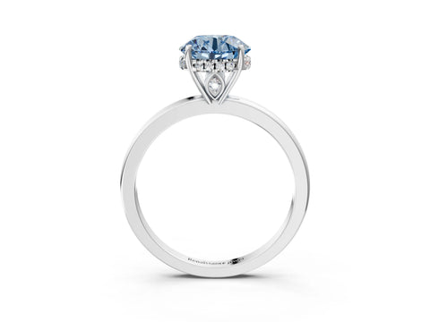White gold Fancy Blue Round Cut Solitaire Diamond Ring with Prong Setting and Plain Band_15