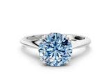 White gold Fancy Blue Round Cut Solitaire Diamond Ring with Six-Prong Setting and Classic Band_15