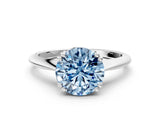 White gold Fancy Blue Round Cut Solitaire Diamond Ring with Six-Prong Setting and Classic Band_48