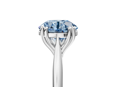 White gold Fancy Blue Round Cut Solitaire Diamond Ring with Six-Prong Setting and Classic Band_5