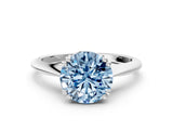 White gold Fancy Blue Round Cut Solitaire Diamond Ring with Six-Prong Setting and Classic Band_60