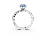 White gold Fancy Blue Round  Cut Solitaire Diamond Twisted Band with Pave Setting_67