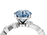 White gold Fancy Blue Round  Cut Solitaire Diamond Twisted Band with Pave Setting_68