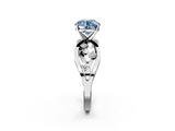 White gold Fancy Blue Round  Cut Solitaire Diamond with Side Stones on Criss-Cross Band and Four-Prong Setting_5