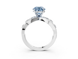 White gold Fancy Blue Round  Cut Solitaire Diamond with Side Stones on Criss-Cross Band and Four-Prong Setting_6
