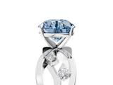 White gold Fancy Blue Round  Cut Solitaire Diamond with Side Stones on Criss-Cross Band and Four-Prong Setting_8