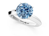 White gold Fancy Blue Round  Cut Solitaire Engagement Ring with Flat Band and Four-Prong Setting 1