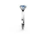 White gold Fancy Blue Round  Cut Solitaire Engagement Ring with Flat Band and Four-Prong Setting 2