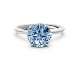 White gold Fancy Blue Round  Cut Solitaire Engagement Ring with Four-Prong Setting and Classic Band_20