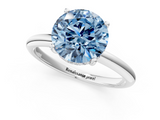 White gold Fancy Blue Round  Cut Solitaire Engagement Ring with Four-Prong Setting and Classic Band_21