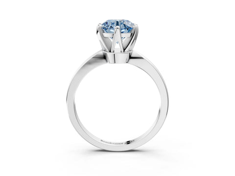 White gold Fancy Blue Round Cut Solitaire Engagement Ring with Six-Prong Setting and Tapered Band_3