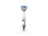 White gold Fancy Blue Round  Cut Solitaire Engagement Ring with Tapered Band and Four-Prong Setting 3