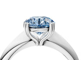 White gold Fancy Blue Round  Cut Solitaire Engagement Ring with Tapered Band and Four-Prong Setting 5