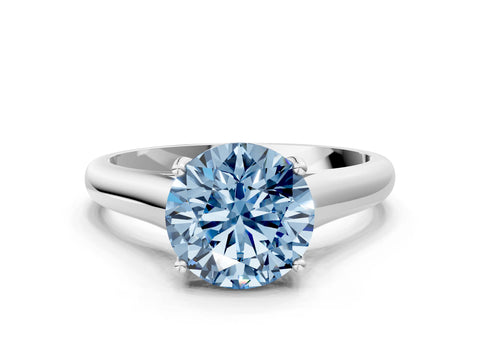 White gold Fancy Blue Round Cut Solitaire Engagement Ring with Tapered Band and Four-Prong Setting_27