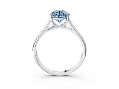 White gold Fancy Blue Round Cut Solitaire Engagement Ring with Tapered Band and Four-Prong Setting_30