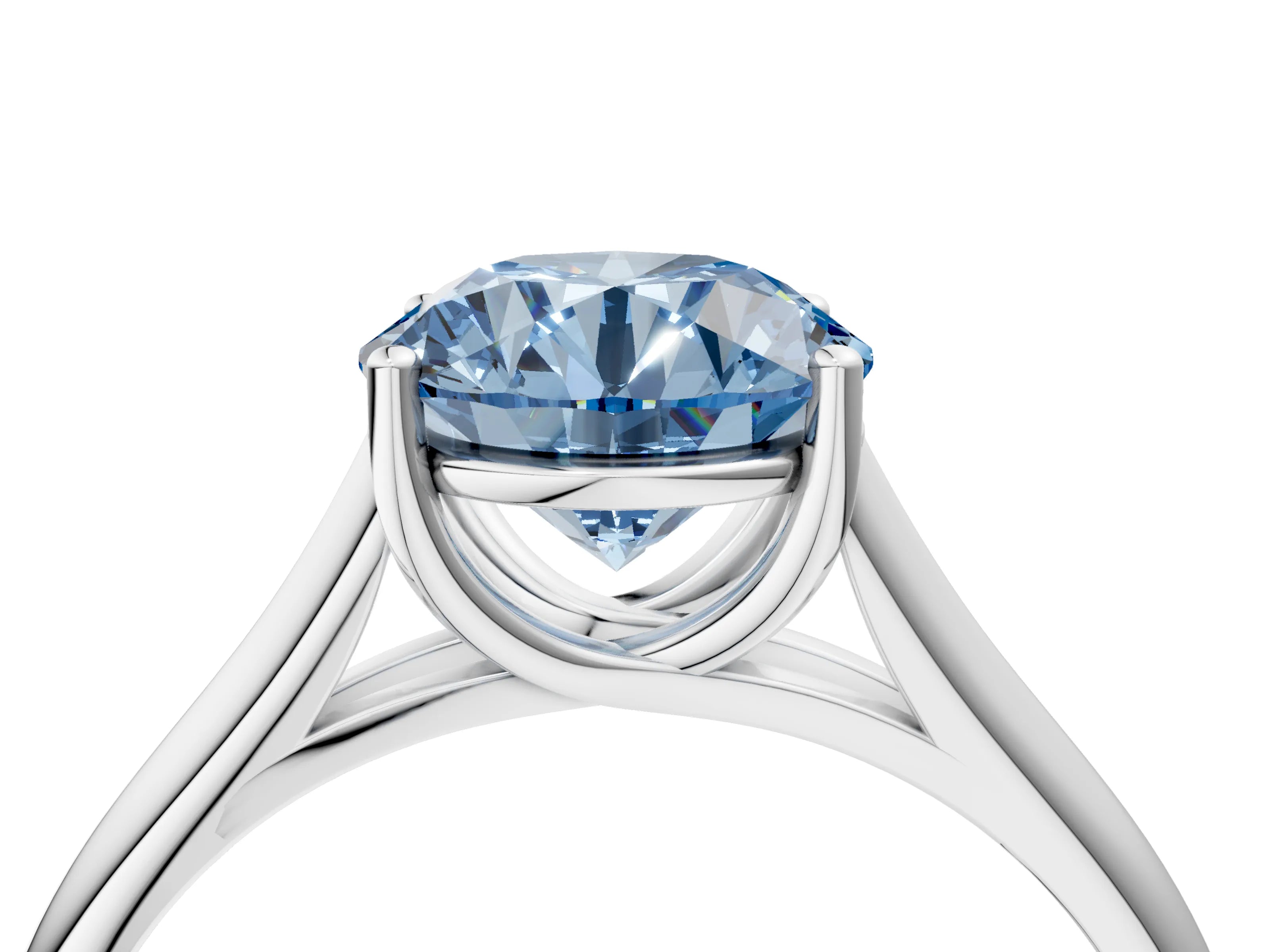 White gold Fancy Blue Round Cut Solitaire Engagement Ring with Tapered Band and Four-Prong Setting_31