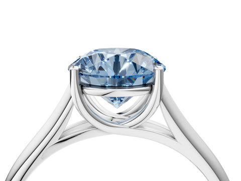 White gold Fancy Blue Round Cut Solitaire Engagement Ring with Tapered Band and Four-Prong Setting_31
