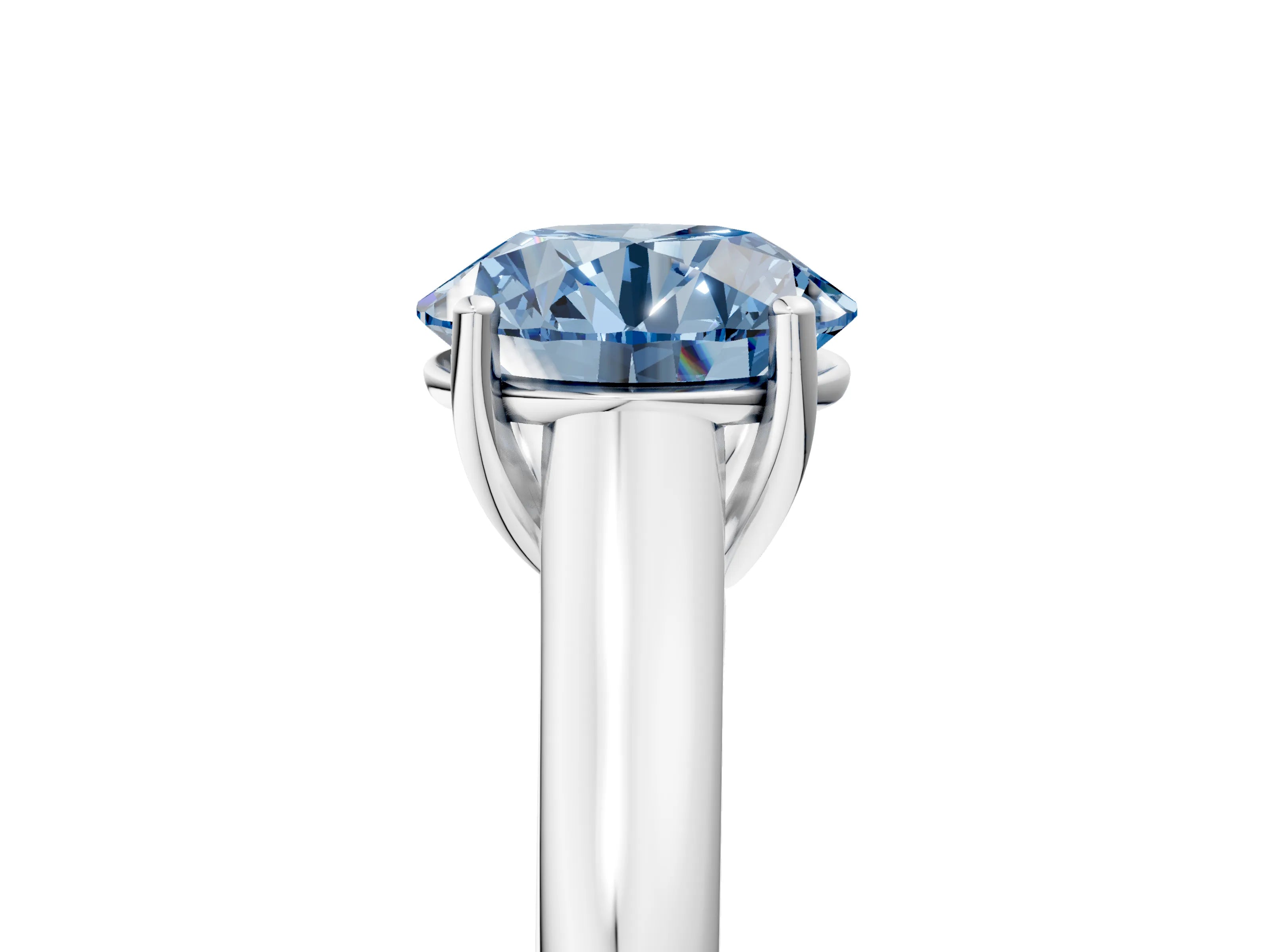 White gold Fancy Blue Round Cut Solitaire Engagement Ring with Tapered Band and Four-Prong Setting_32