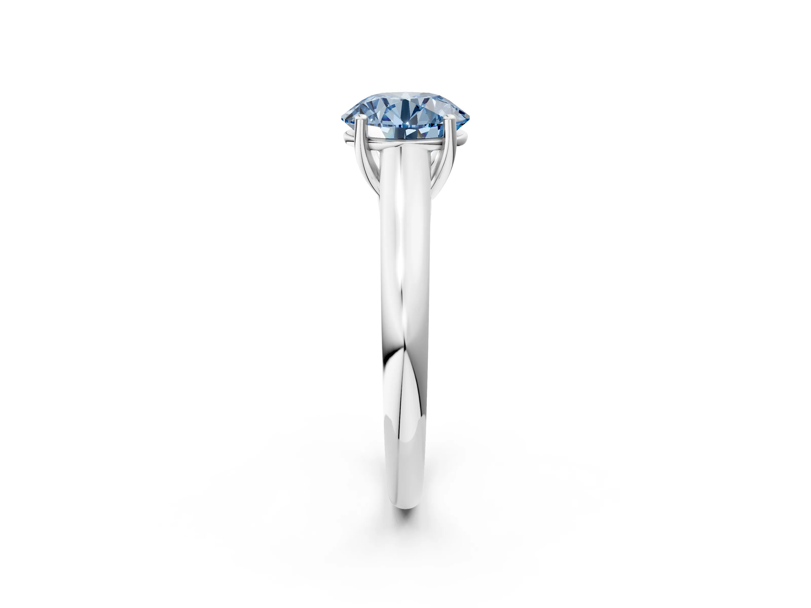 White gold Fancy Blue Round Cut Solitaire Engagement Ring with Tapered Band and Four-Prong Setting_5