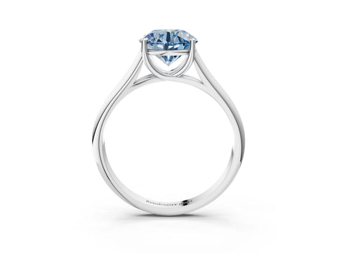 White gold Fancy Blue Round Cut Solitaire Engagement Ring with Tapered Band and Four-Prong Setting_6