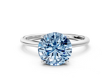 White gold Fancy Blue Round  Cut Solitaire Engagement Ring with Thin Band and Four-Prong Setting_3
